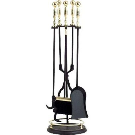 Dagan Dagan 3456 Fireplace Tool Set; Polished Brass & Black - 5 Piece 3456